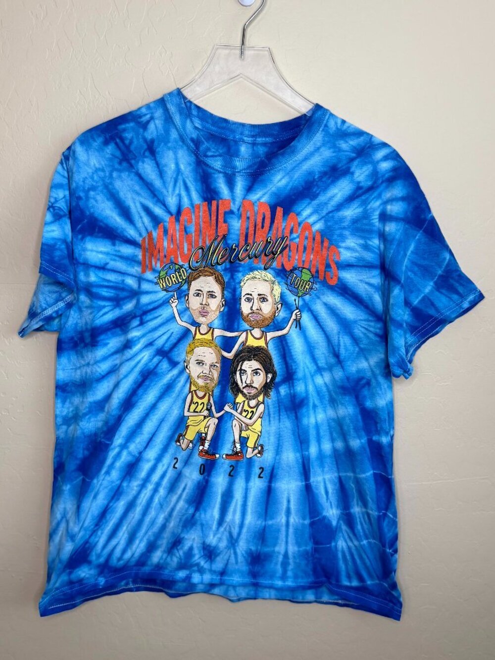 Imagine Dragons Blue Tie Dye 2022 World Mercury Tour T-Shirt Large